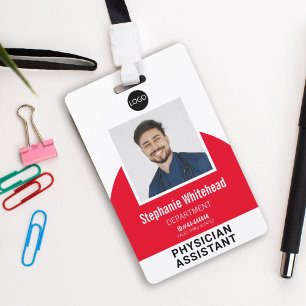 Medical Staff Photo Logo Red ID Badge