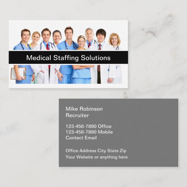 Medical Staffing Employment Agency Business Card (Front/Back)