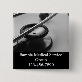 Medical Stethoscope, Black and White 15 Cm Square Badge