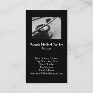 Medical Stethoscope, Black and White Business Card