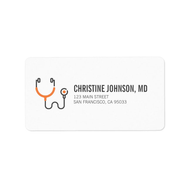 Medical Stethoscope | Doctor Nurse Return Address Label (Front)