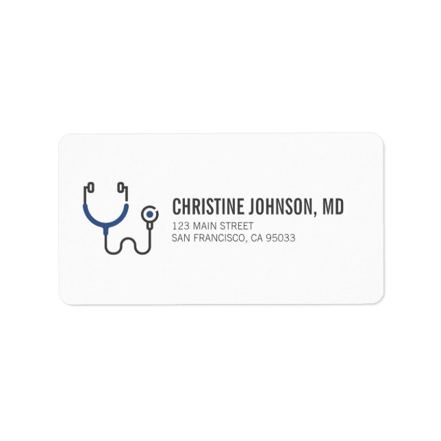 Medical Stethoscope | Doctor Nurse Return Address Label (Front)
