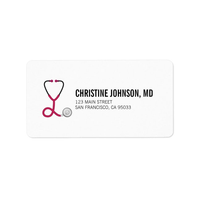Medical Stethoscope | Doctor Nurse Return Address Label (Front)