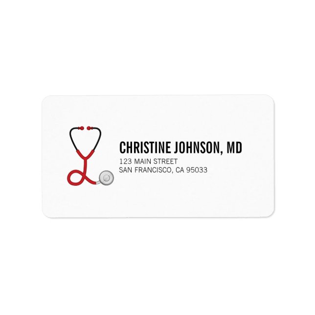Medical Stethoscope | Doctor Nurse Return Address Label (Front)