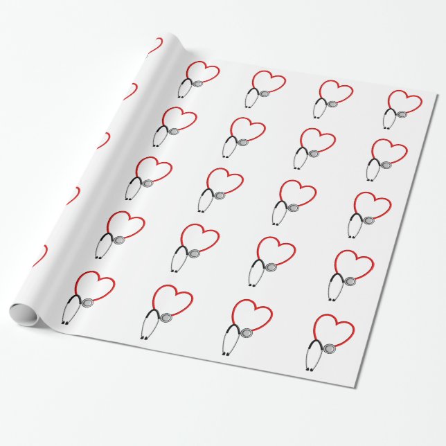 Medical Stethoscope Gift Wrap (Unrolled)