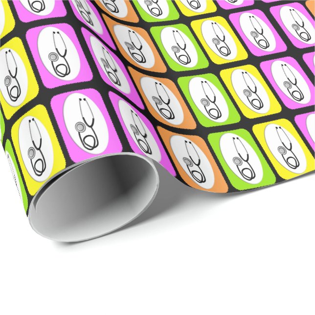 Medical Stethoscope Gift Wrap Citrus (Roll Corner)