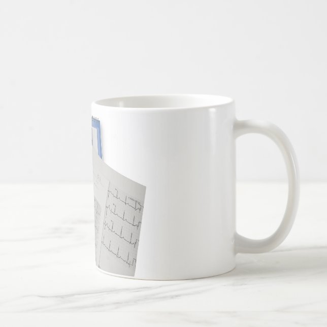 medical stethoscope on cardiogram EKG readings Coffee Mug (Right)