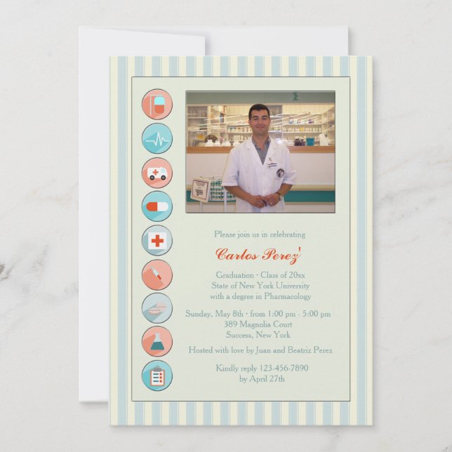 Medical Stock Graduation Photo Invitation (Front)