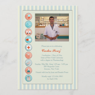 Medical Stock Graduation Photo Invitation