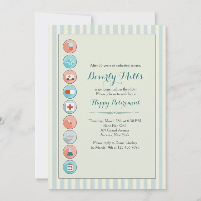 Medical Stock Retirement Party Invitation (Front)
