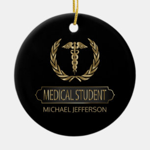 Medical Student 👨‍⚕️ - Black and Gold Ceramic Tree Decoration