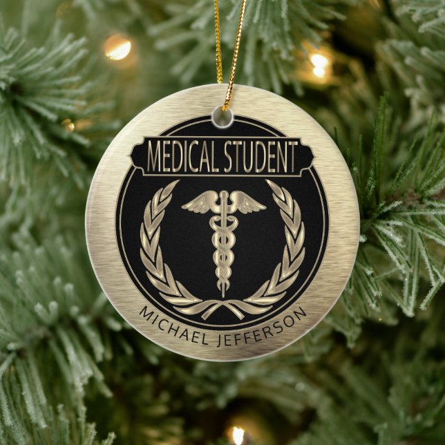 Medical Student  👨‍⚕️ - Black and Gold Ceramic Tree Decoration (Tree)