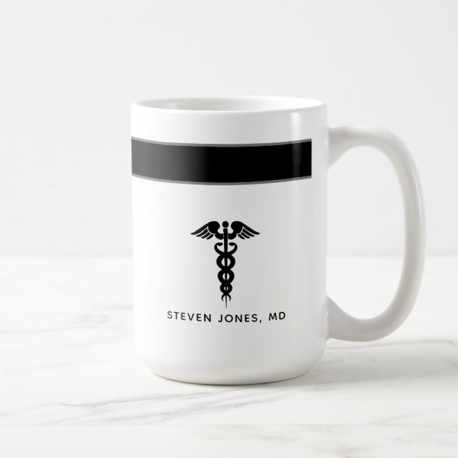 Medical Student Graduation Doctor Black White Name Coffee Mug (Right)