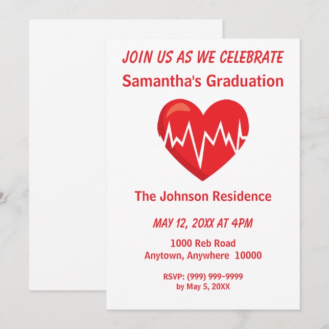 Medical Student Graduation Party  Invitation (Front/Back)