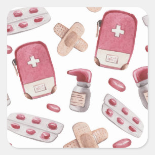 Medical supplies square sticker