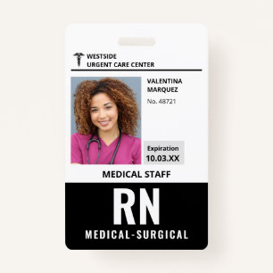 Medical Surgical Nurse RN ID Photo Logo Badge ID Badge