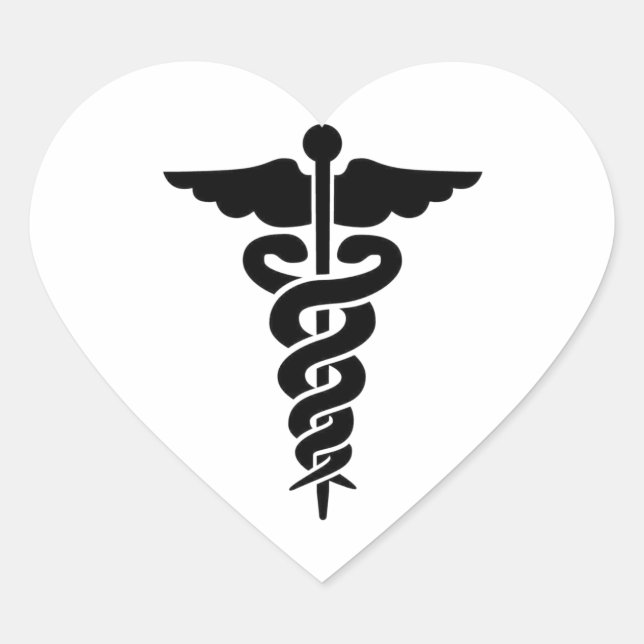 Medical Symbol Caduceus Heart Sticker (Front)
