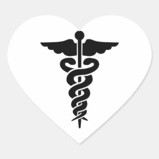 Medical Symbol Caduceus Heart Sticker