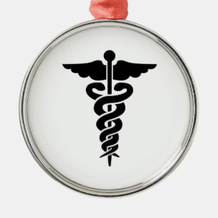 Medical Symbol Caduceus Metal Tree Decoration