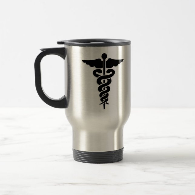 Medical Symbol Caduceus Travel Mug (Left)