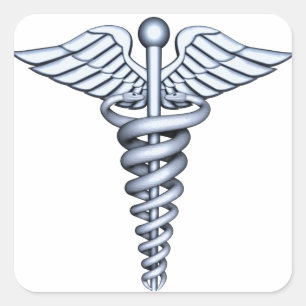 Medical Symbol Silver Square Sticker