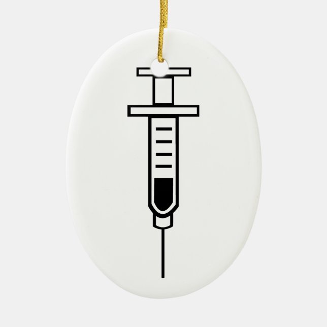 Medical Syringe Ceramic Tree Decoration (Front)
