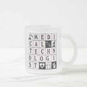MEDICAL TECHNOLOGIST GRID / BLOCK / PUZZLE FROSTED GLASS COFFEE MUG