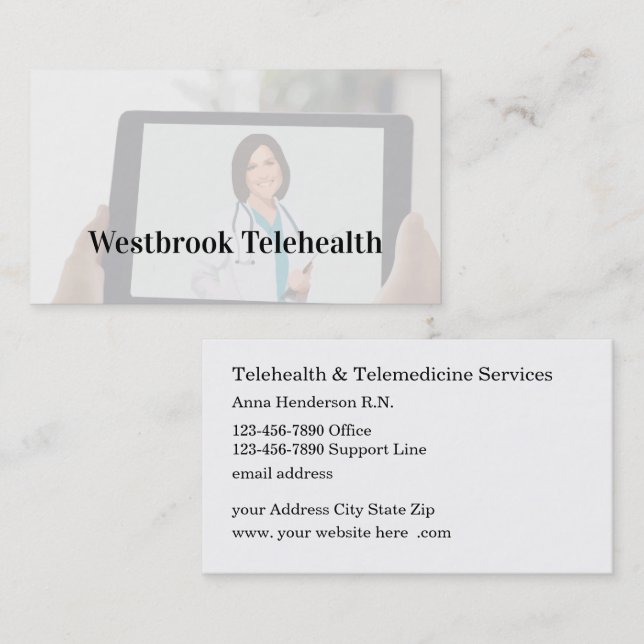 Medical Telehealth Telemedicine Services  Business Card (Front/Back)