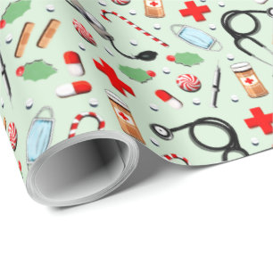 Medical Themed Christmas Wrapping Paper