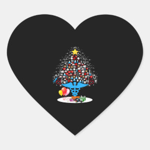 Medical Tools Christmas Tree Funny Nurse Christmas Heart Sticker