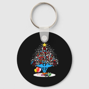 Medical Tools Christmas Tree Funny Nurse Christmas Key Ring