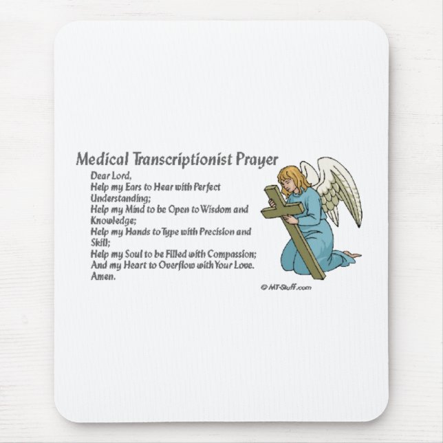 Medical Transcription Prayer Mouse Mat (Front)