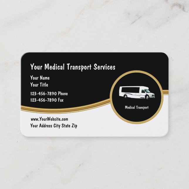 Medical Transport Classy Business Cards (Front)