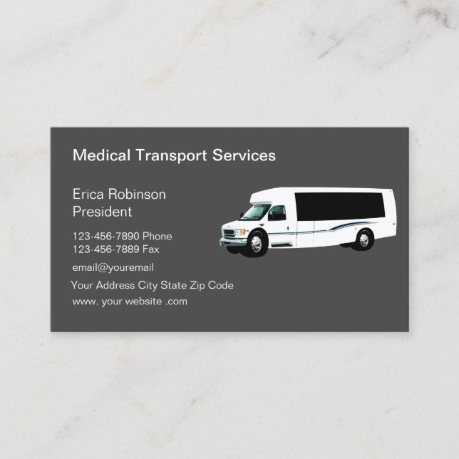 Medical Transport Service Modern Business Card (Front)