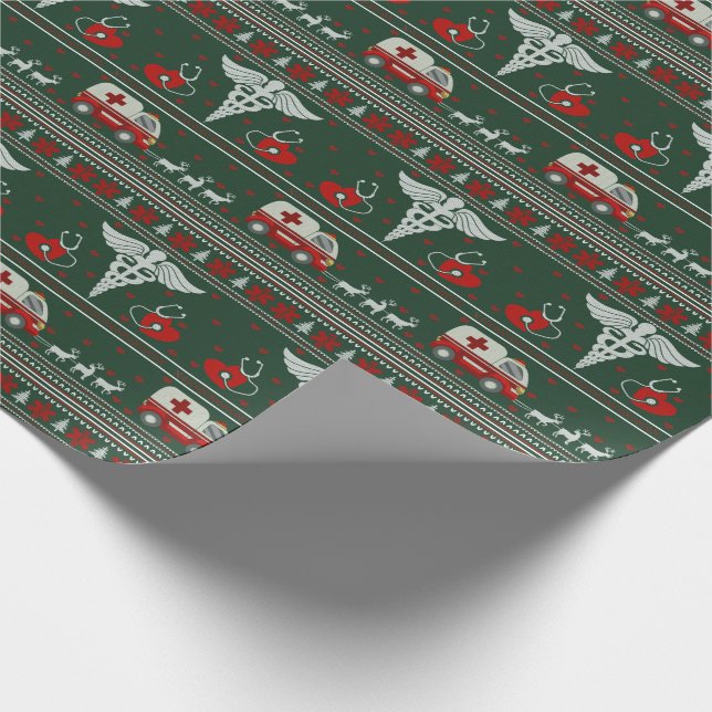 Medical Ugly Holiday Sweater Wrapping Paper (Corner)
