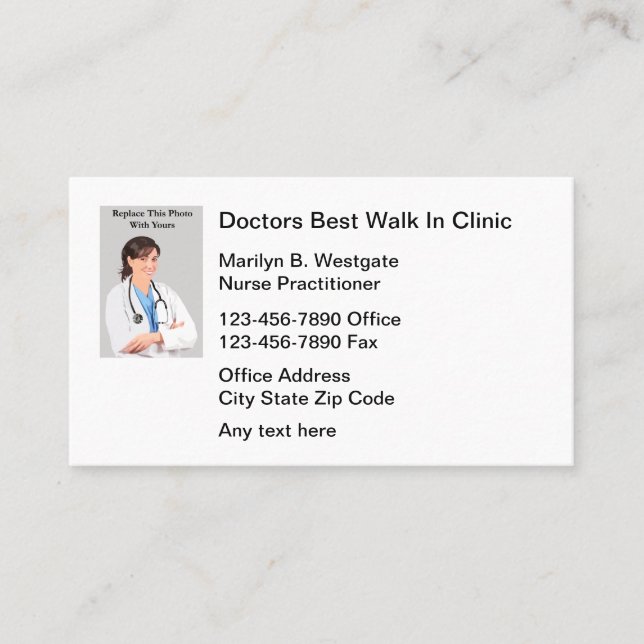 Medical Walk In Clinic Nurse Practitioner Business Card (Front)