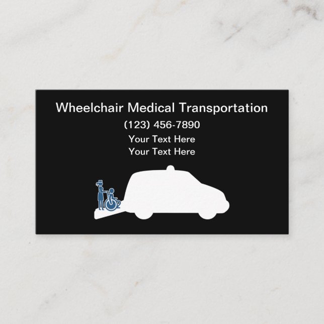 Medical Wheelchair Transportation Taxi Business Card (Front)