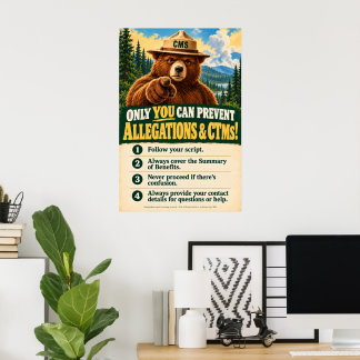 Medicare Agent Compliance Bear Sales Floor Poster