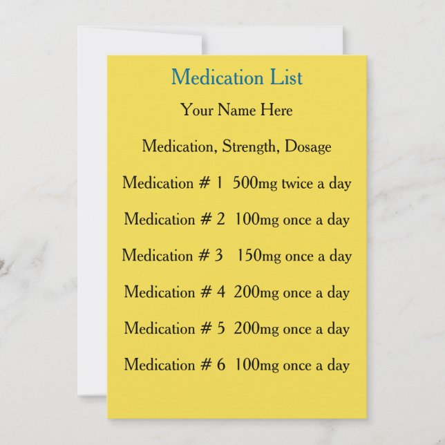 Medication Emergency Contact Card (Front)