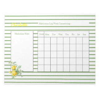 Medication Log Sheets Personalised Notepad