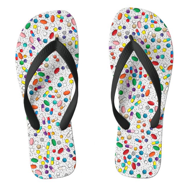 Medication Nurse Pharmacy Doctor Pill Design Flip Flops (Footbed)
