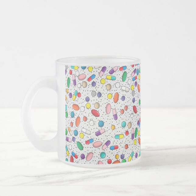 Medication Nurse Pharmacy Doctor Pill Design Frosted Glass Coffee Mug (Left)