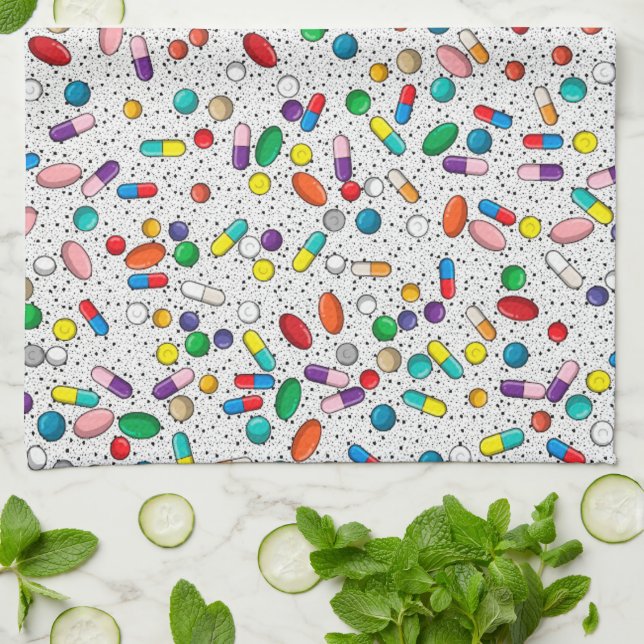 Medication Nurse Pharmacy Doctor Pill Design Tea Towel (Folded)