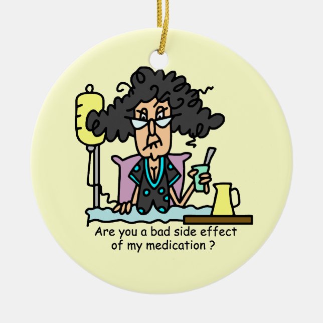 Medication Side Effect Dark Hair Ceramic Tree Decoration (Front)