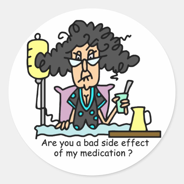 Medication Side Effect Dark Hair Classic Round Sticker (Front)