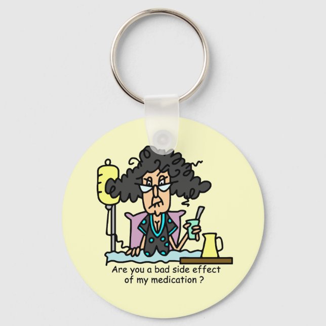 Medication Side Effect Dark Hair Key Ring (Front)