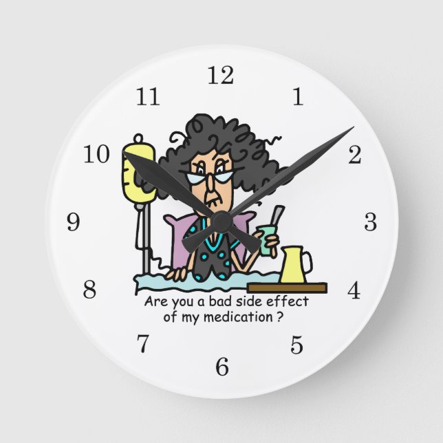 Medication Side Effect Dark Hair Round Clock (Front)