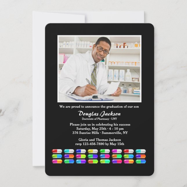 Medications Photo Graduation Invitation (Front)