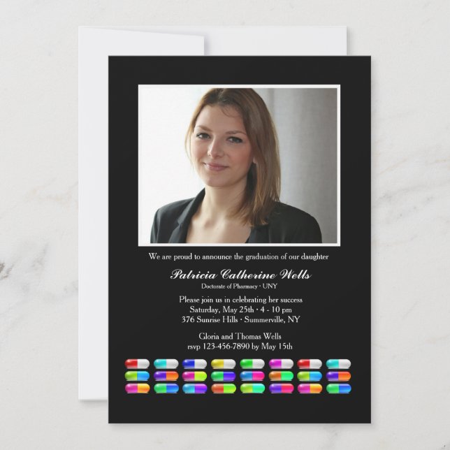 Medications Photo Graduation Invitation (Front)