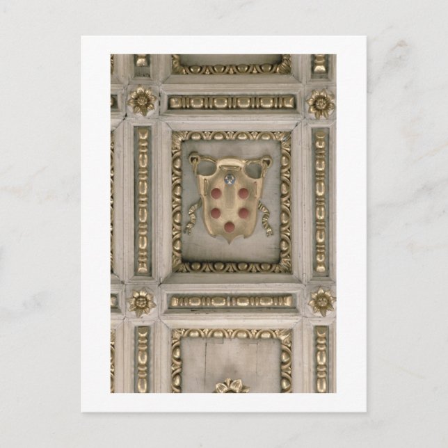 Medici coat of arms, from the soffit of the church postcard (Front)